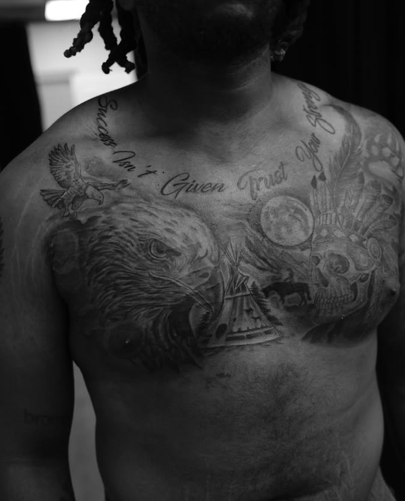 Chest piece eagle tattoo